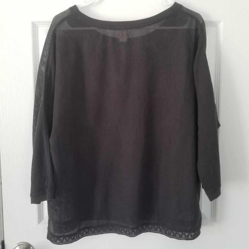 Anthropologie Black Embroidered Pullover Blouse - Picture 5 of 6